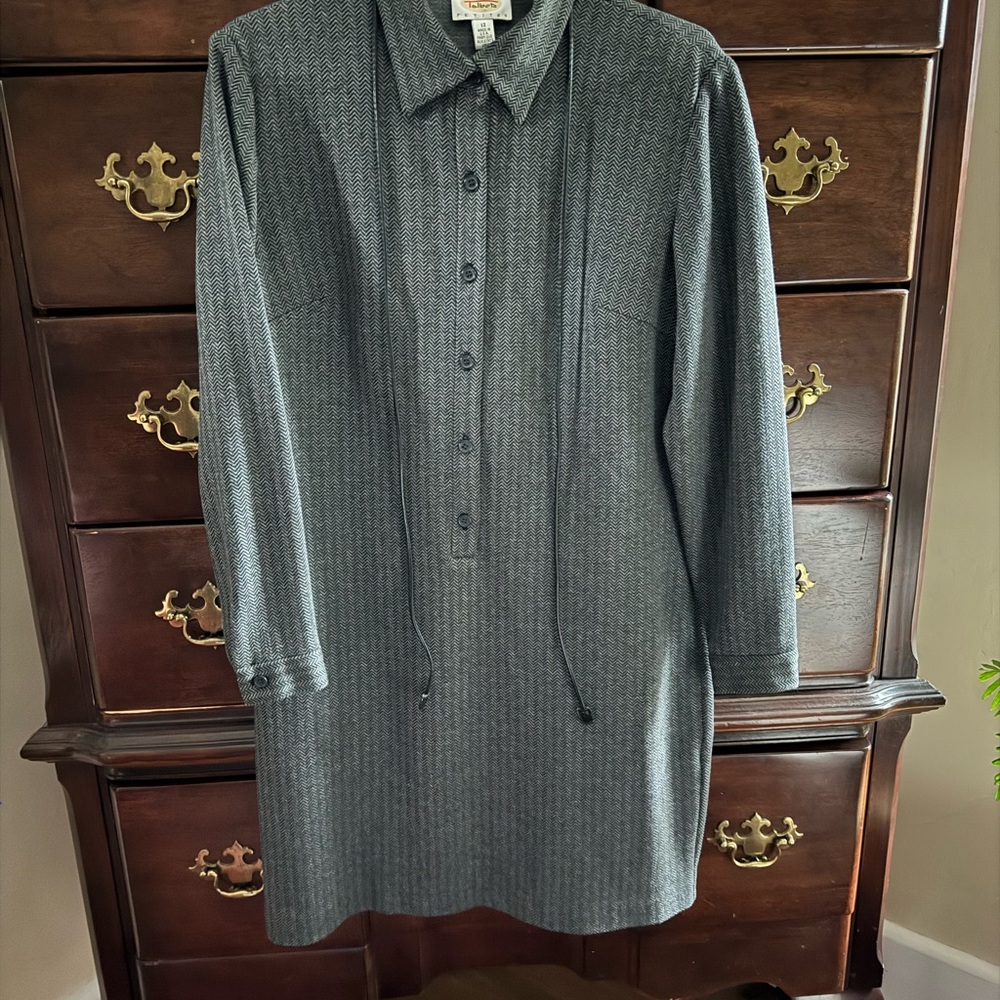 Talbots - Size 12P dress. Gray/Black Herringbone pattern.